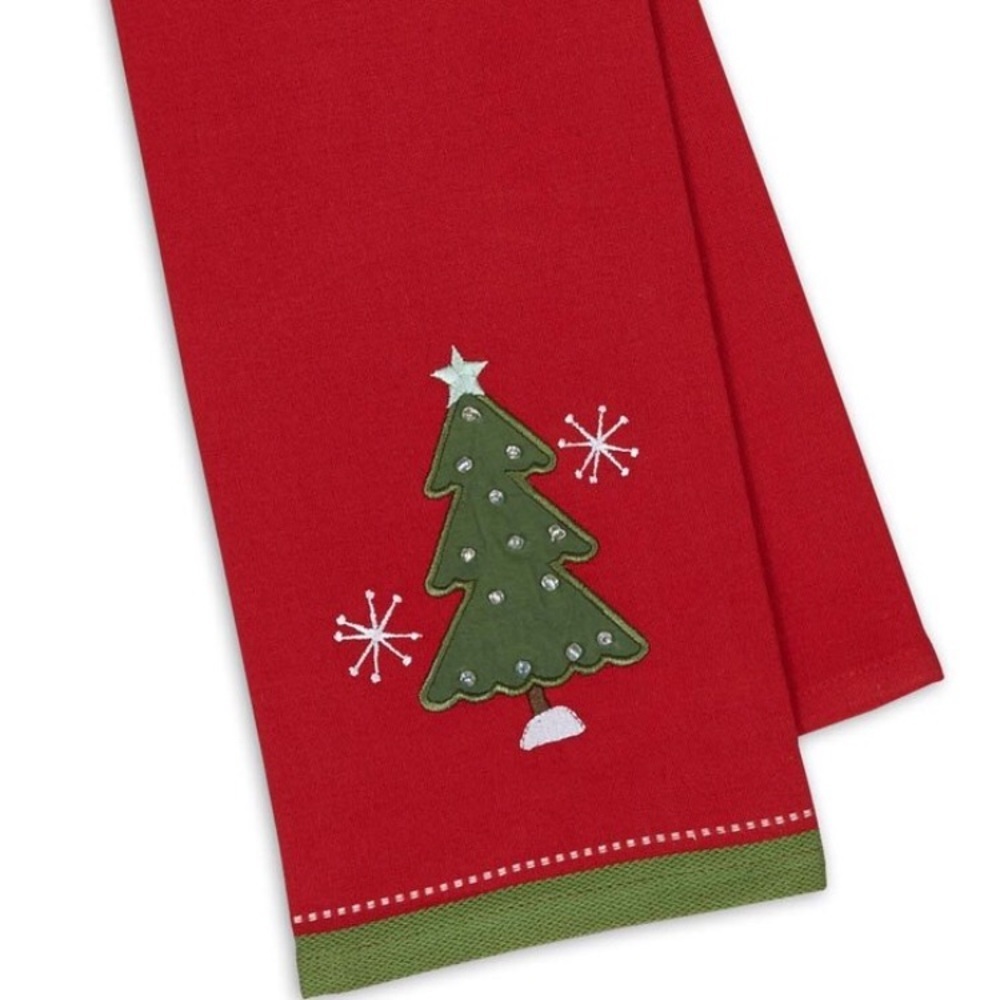 Holiday Tree Embellished Dishtowel